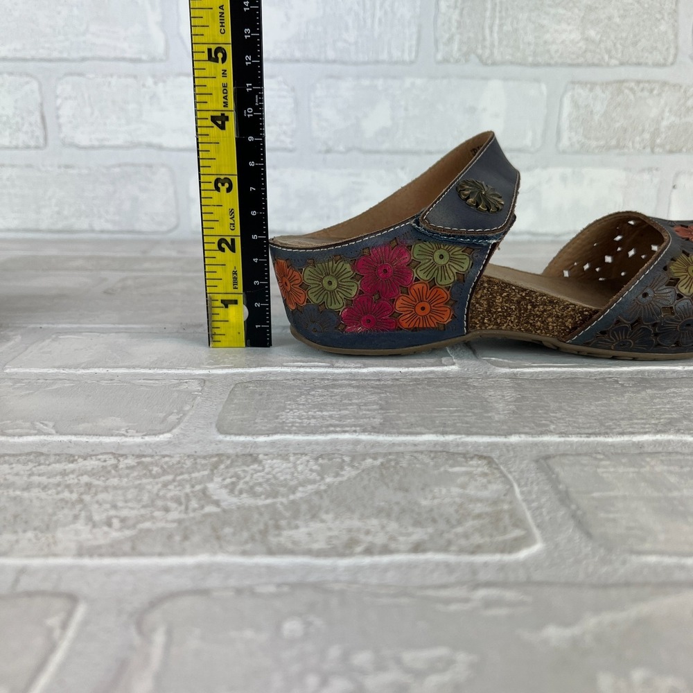 L'Artiste Spring Step Mary Jane Sandals Womens 38 7.5 8 Spikey Blum Floral Wedge - Picture 15 of 16